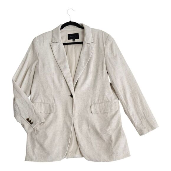 Banana Republic Women's Tan Linen Cotton Blend Blazer Suit Jacket - Picture 2 of 8